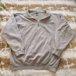 Vintage Russell Athletic Sweatshirt Men's Half Zip Tan Rare Color Medium